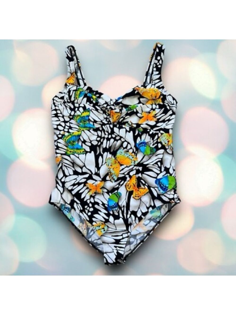 Roamans Plus Size One Piece Butterfly Swimsuit 18W